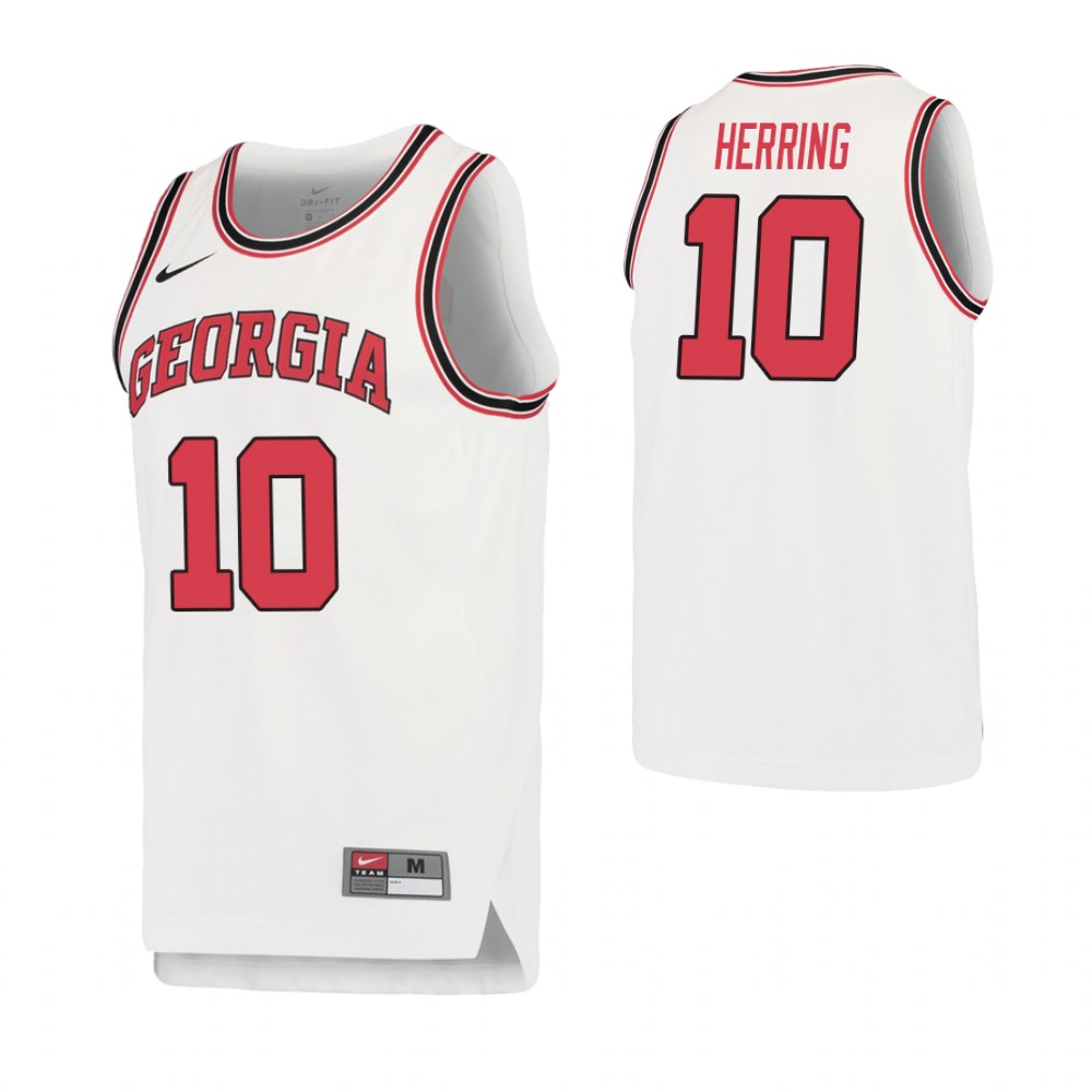 Men's Georgia Bulldogs #10 Jack Herring College Basketball Retro Performance Jersey White