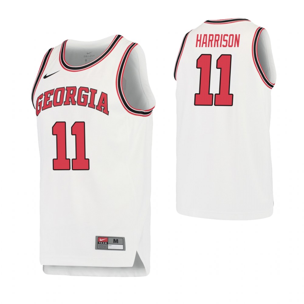 Men's Georgia Bulldogs #11 Christian Harrison College Basketball Retro Performance Jersey White