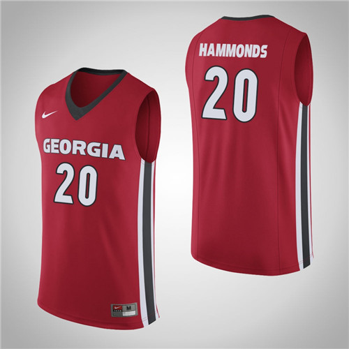 Men's Georgia Bulldogs #20 Rayshaun Hammonds College Basketball Replica Jersey Red