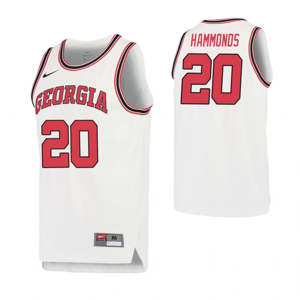 Men's Georgia Bulldogs #20 Rayshaun Hammonds College Basketball Retro Performance Jersey White