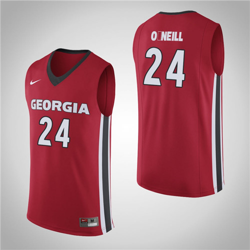 Men's Georgia Bulldogs #24 Connor O'Neill College Basketball Replica Jersey Red