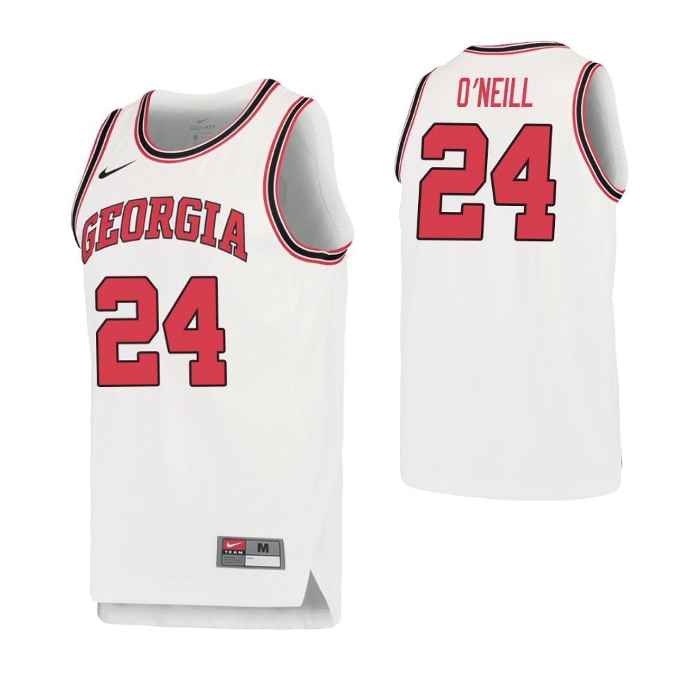 Men's Georgia Bulldogs #24 Connor O'Neill College Basketball Retro Performance Jersey White