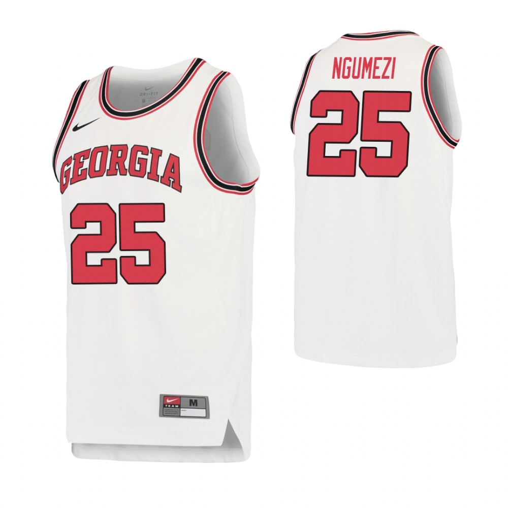 Men's Georgia Bulldogs #25 Amanze Ngumezi College Basketball Retro Performance Jersey White