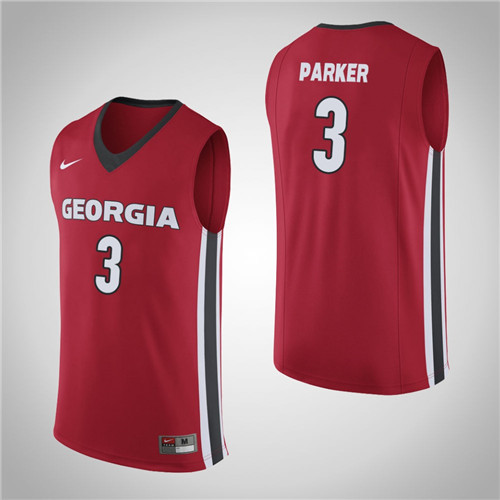 Men's Georgia Bulldogs #3 Juwan Parker College Basketball Replica Jersey Red