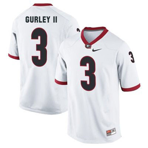 Men's Georgia Bulldogs #3 Todd Gurley II White Football Jersey