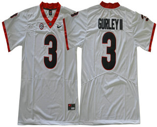 Men's Georgia Bulldogs #3 Todd Gurley Nike White NCAA College Foootball Jersey