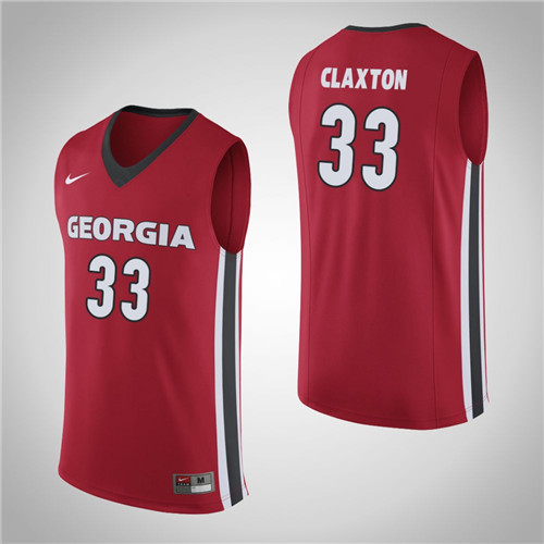 Men's Georgia Bulldogs #33 Nicolas Claxton College Basketball Replica Jersey Red
