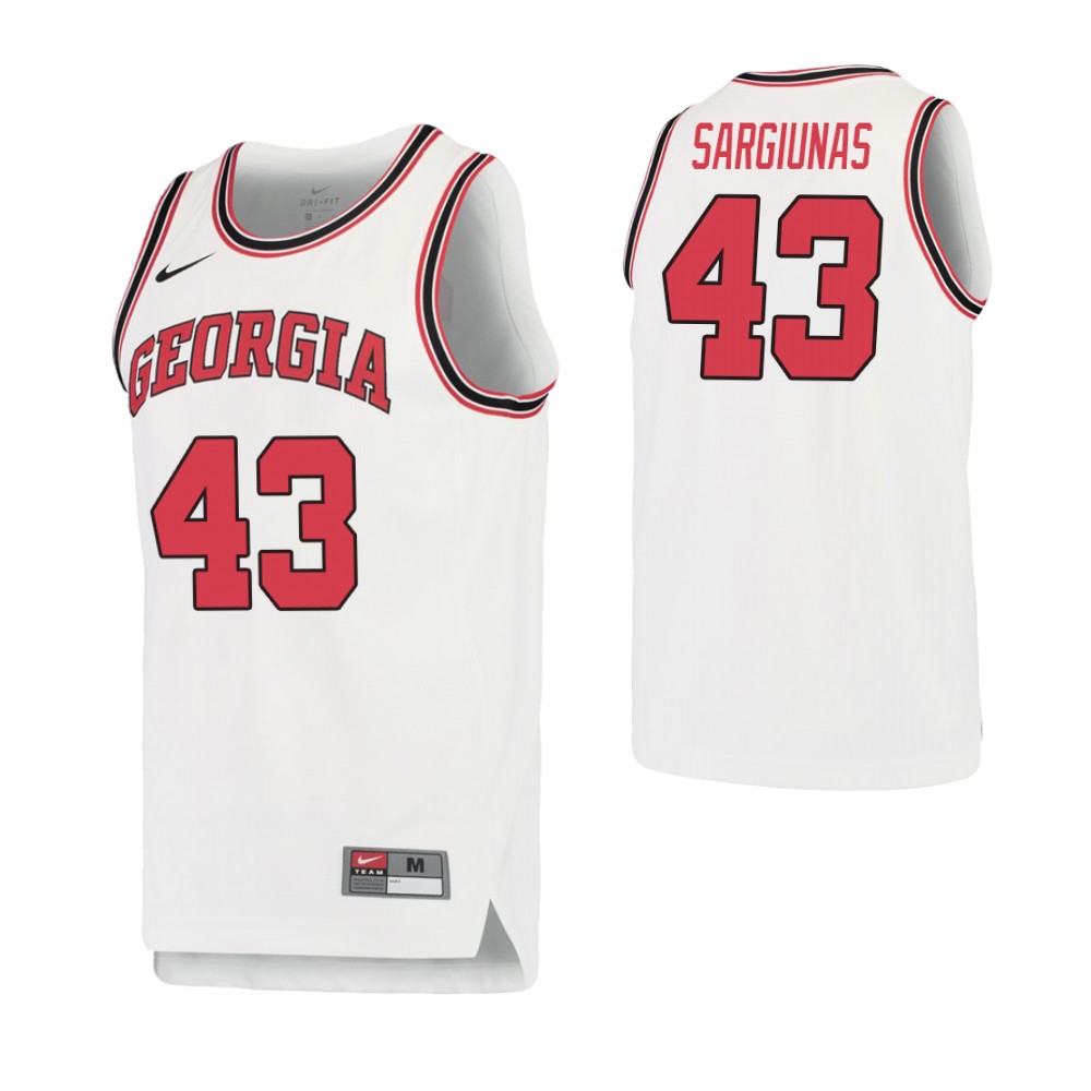 Men's Georgia Bulldogs #43 Ignas Sargiunas College Basketball Retro Performance Jersey White