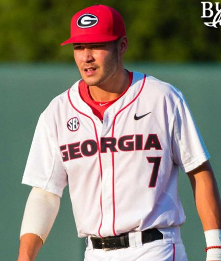 Men's Georgia Bulldogs #7 Cam Shepherd Nike 2017 White Stripes College Baseball Jersey