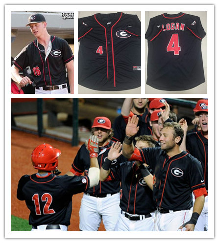 Men's Georgia Bulldogs Custom Nike 2017 Black Stripes College Baseball Jersey