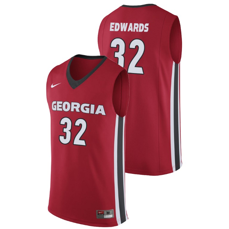 Men's Georgia Bulldogs Red Mike Edwards College Basketball Replica Jersey