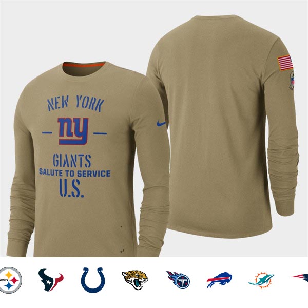 Men's Giants Tan 2019 Salute to Service Sideline Long Sleeve T-Shirt
