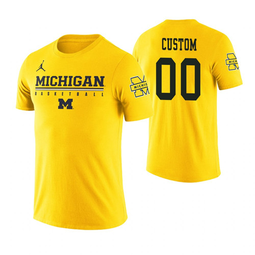 Men's Gold Michigan Wolverines #00 Custom T-Shirt