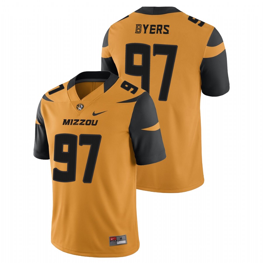 Men's Gold Missouri Tigers Akial Byers College Football Game Jersey