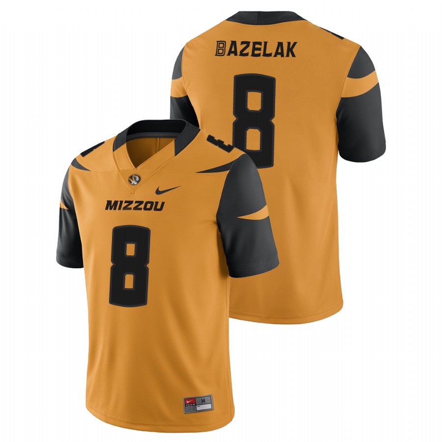 Men's Gold Missouri Tigers Connor Bazelak College Football Game Jersey