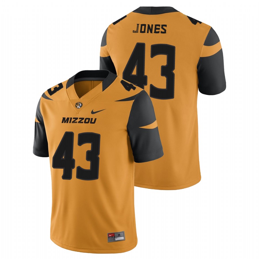 Men's Gold Missouri Tigers Jerney Jones College Football Game Jersey