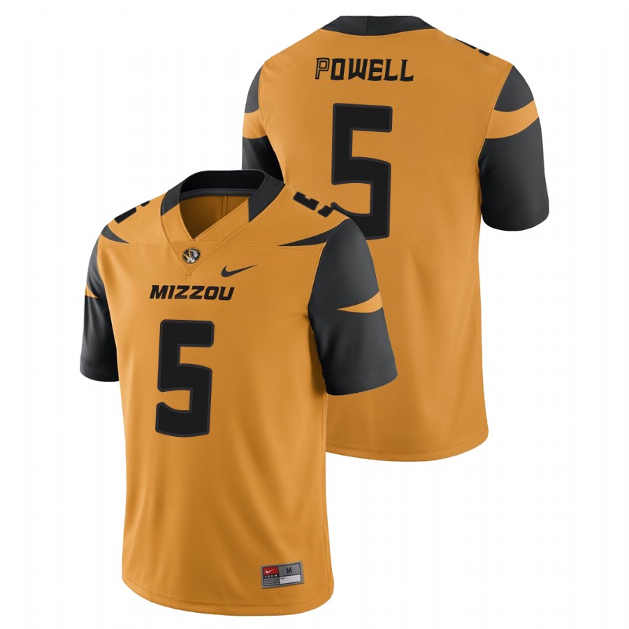 Men's Gold Missouri Tigers Taylor Powell College Football Game Jersey