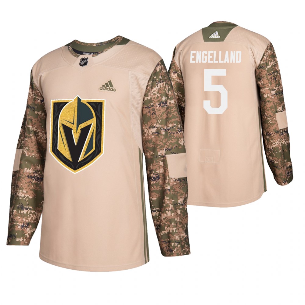 Men's Golden Knights #5 Deryk Engelland Veterans Day Jersey - Camo