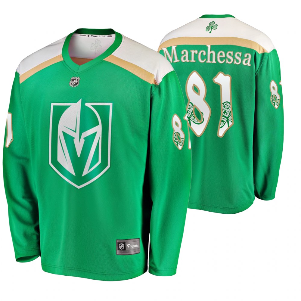 Men's Golden Knights #81 Jonathan Marchessault Replica St. Patrick's Day Jersey Green