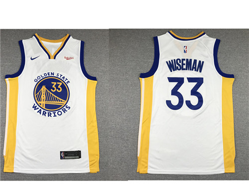 Men's Golden State Warriors #33 James Wiseman White 2019 Nike Swingman NEW Rakuten Logo Stitched NBA Jersey