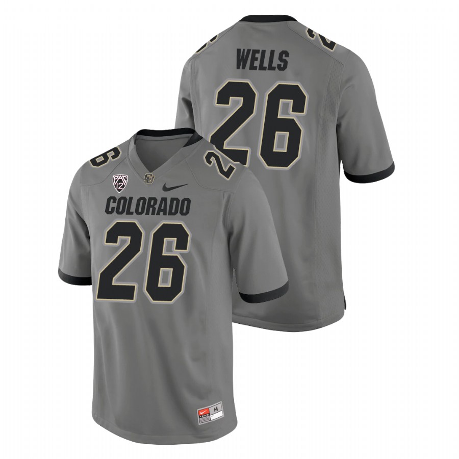 Men's Gray Colorado Buffaloes Carson Wells College Football Alternate Game Jersey
