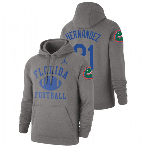 Men's Gray Florida Gators Aaron Hernandez Retro Football Pullover Hoodie
