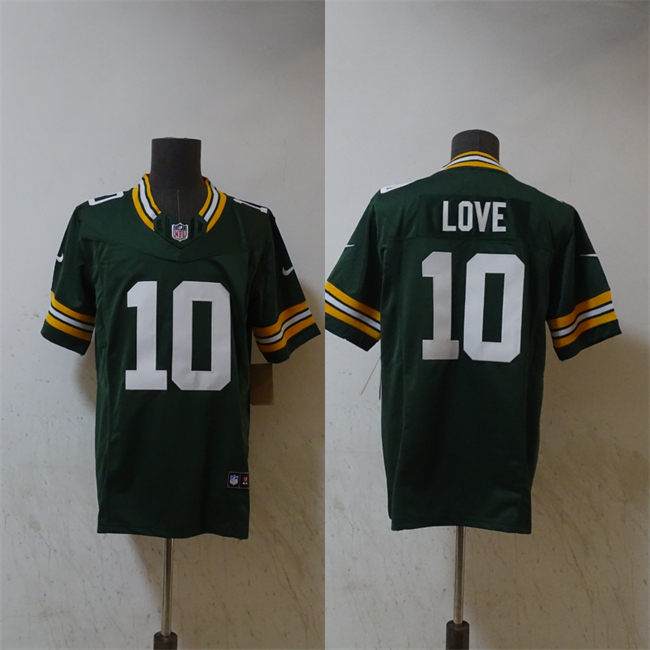 Men's Green Bay Packers #10 Jordan Love Green Vapor 2024 F.U.S.E. Limited Stitched Football Jersey