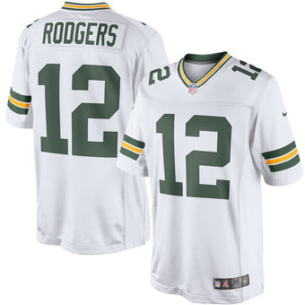 Men's Green Bay Packers #12 Aaron Rodgers Nike White Color Rush Limited Jersey