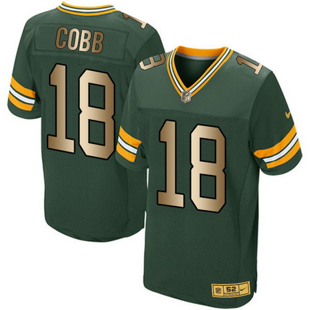 Men's Green Bay Packers #18 Randall Cobb Green With Gold Stitched NFL Nike Elite Jersey