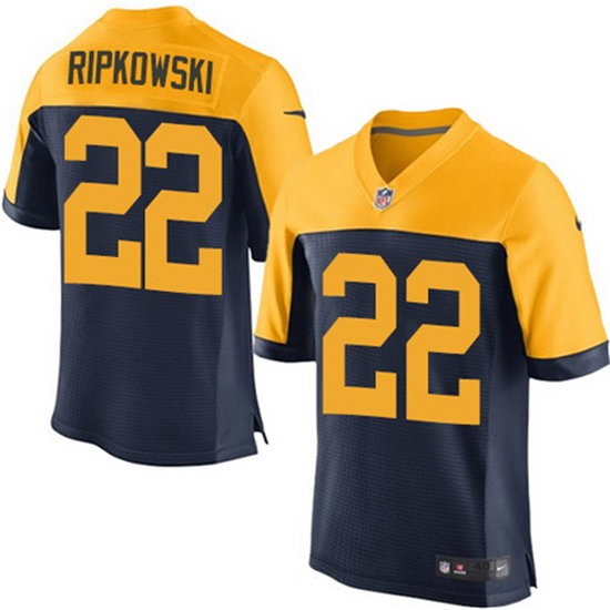 Men's Green Bay Packers #22 Aaron Ripkowski Nike Elite NavyGold Alternate NFL Jersey