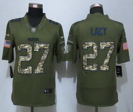 Men's Green Bay Packers #27 Eddie Lacy Green Salute To Service 2015 NFL Nike Limited Jersey
