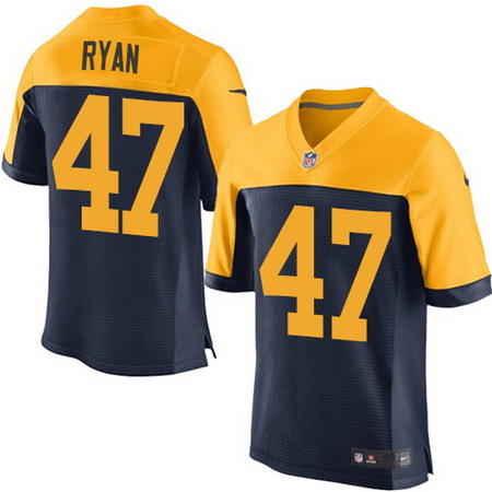 Men's Green Bay Packers #47 Jake Ryan Navy Blue Gold Alternate NFL Nike Elite Jersey