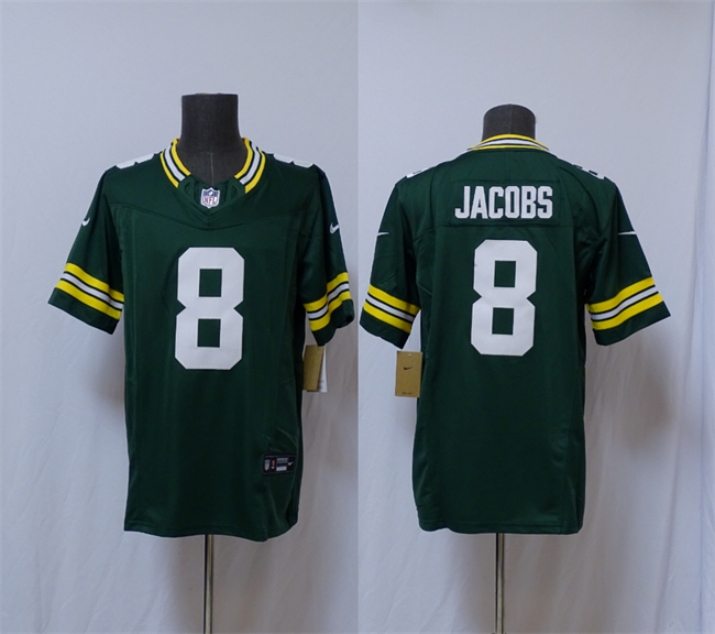 Men's Green Bay Packers #8 Josh Jacobs Green Vapor 2025 F.U.S.E. Limited Football Stitched Jersey