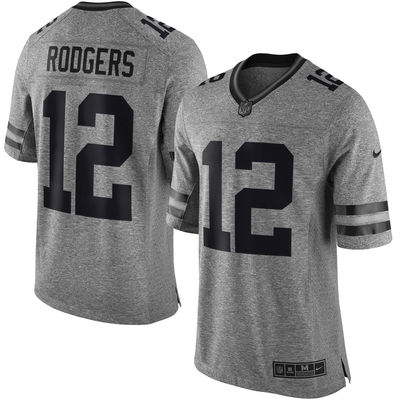 Men's Green Bay Packers 12 Aaron Rodgers Nike Gray Gridiron Gray Limited Jersey