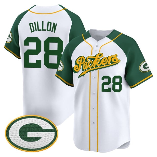 Men's Green Bay Packers 2025 Vapor Baseball Jersey V2 - All Stitched 28 AJ Dillon