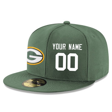 Men's Green Bay Packers Green Color Snapback Custom Hat (Stitched any name&number)