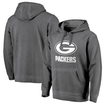 Men's Green Bay Packers NFL Pro Line By Fanatics Branded Black White Logo Shadow Washed Pullover Hoodie