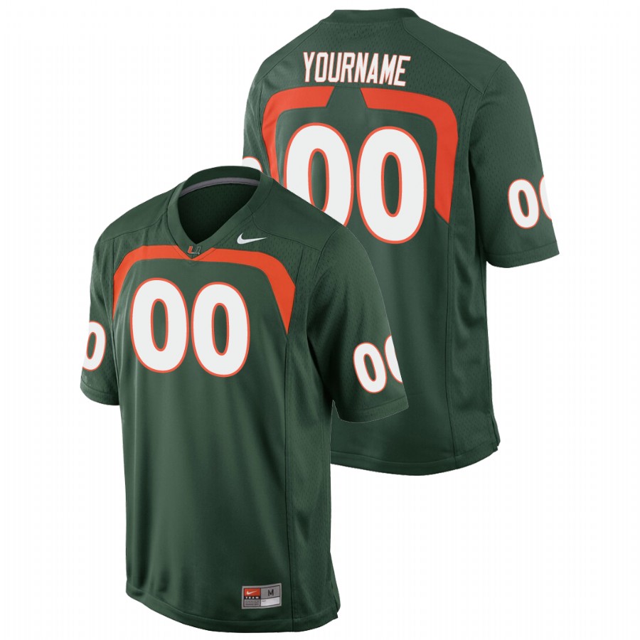 Men's Green Miami Hurricanes Custom Game College Football Jersey Men's Jersey