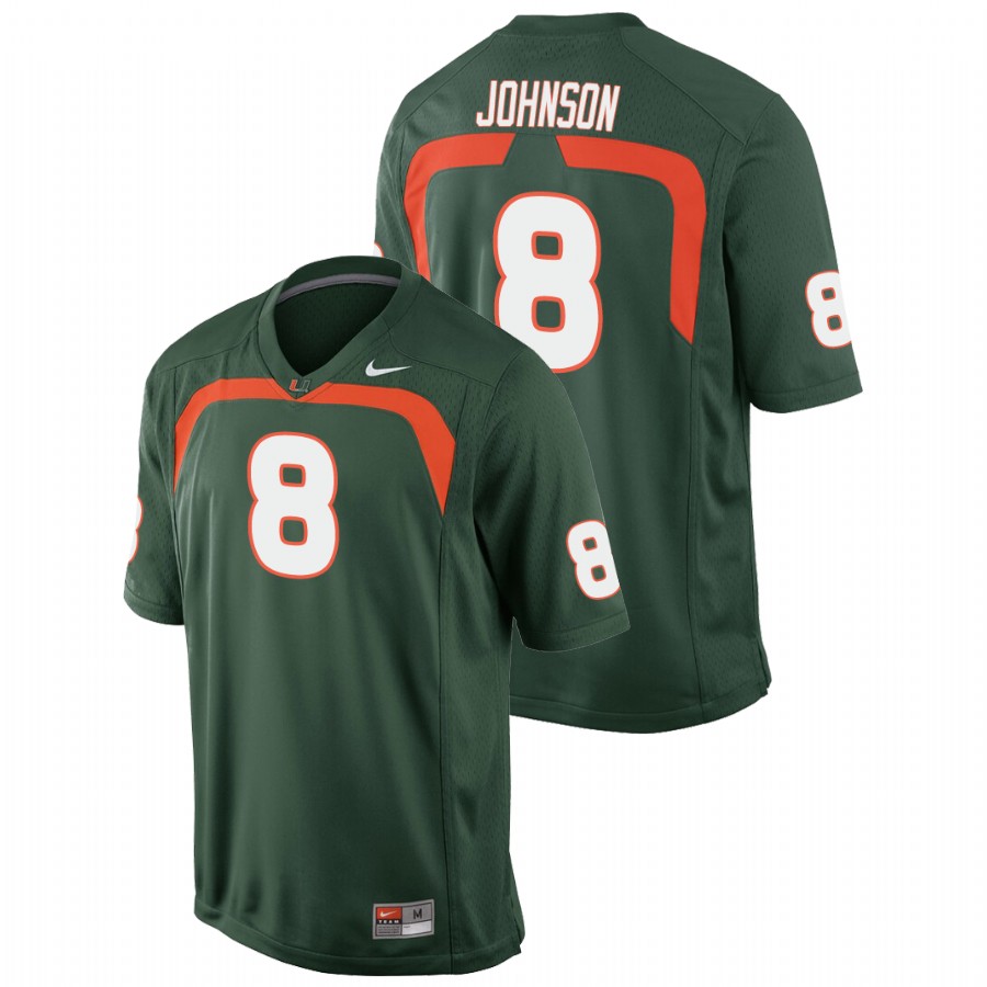 Men's Green Miami Hurricanes Duke Johnson Game College Football Jersey Men's Jersey Miami Hurricanes Green Duke Johnson Game College Football Jersey