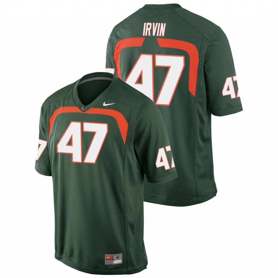 Men's Green Miami Hurricanes Michael Irvin Game College Football Jersey Men's Jersey Miami Hurricanes Green Michael Irvin Game College Football Jersey