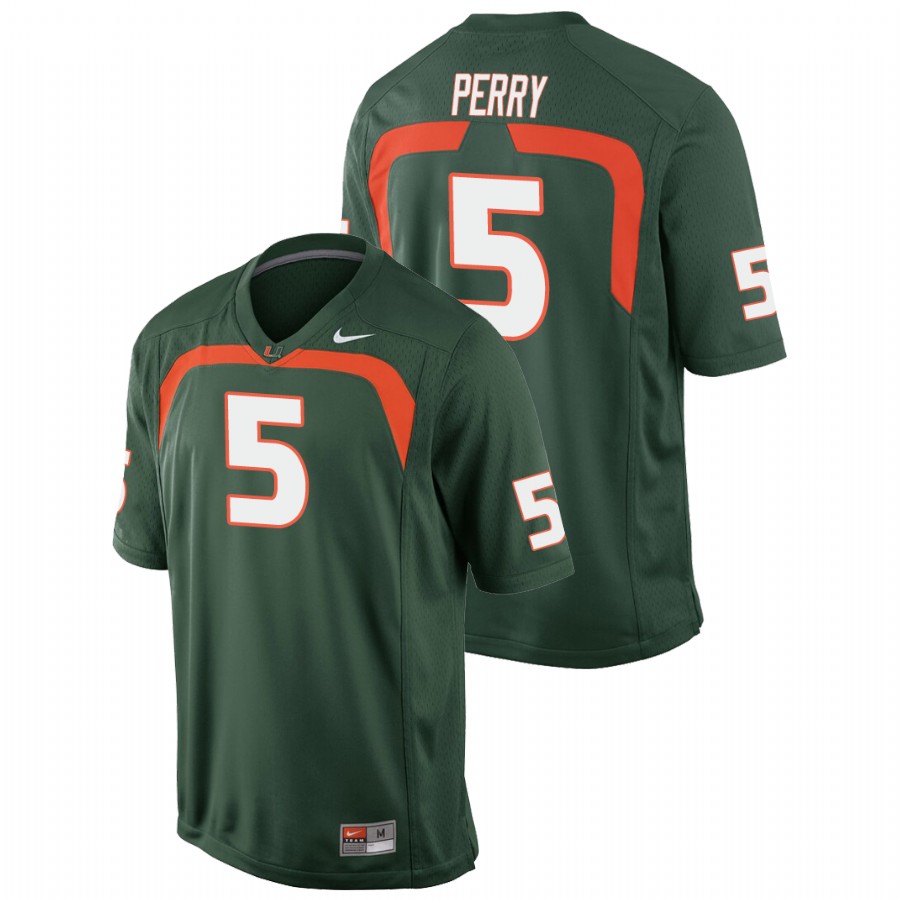 Men's Green Miami Hurricanes N'Kosi Perry Game College Football Jersey Men's Jersey Miami Hurricanes Green N'Kosi Perry Game College Football Jersey