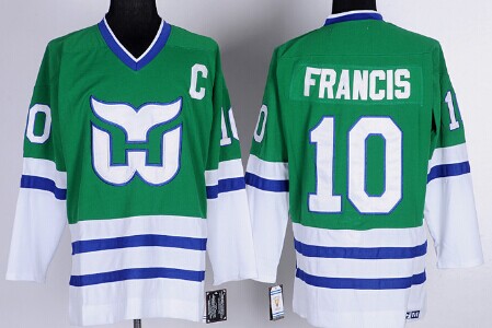 Men's Hartford Whalers #10 Ron Francis 1989-90 Green CCM Vintage Throwback Jersey Stitched