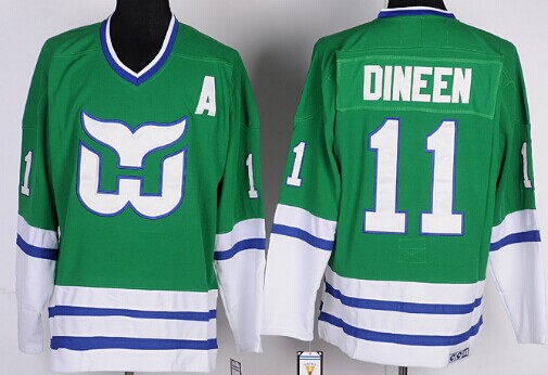 Men's Hartford Whalers #11 Kevin Dineen 1989-90 Green CCM Vintage Throwback Jersey Stitched