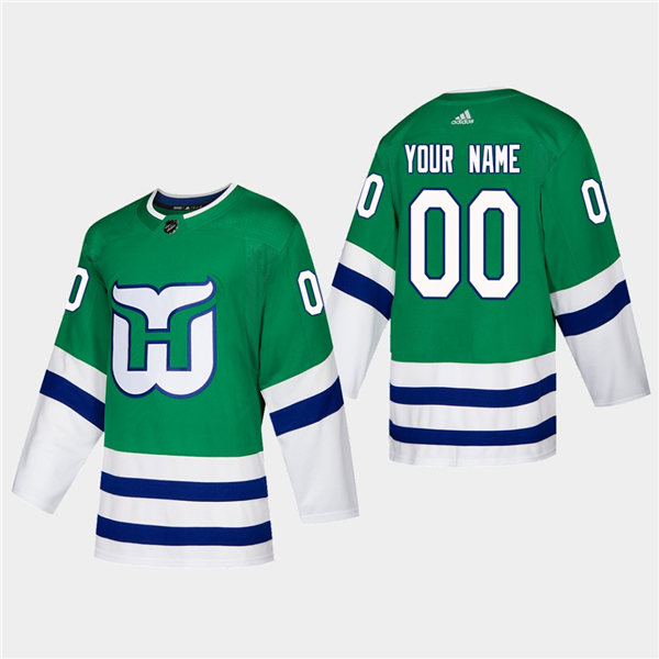 Men's Hartford Whalers Custom 2019-20 Heritage Authentic Green Player Jersey Stitched