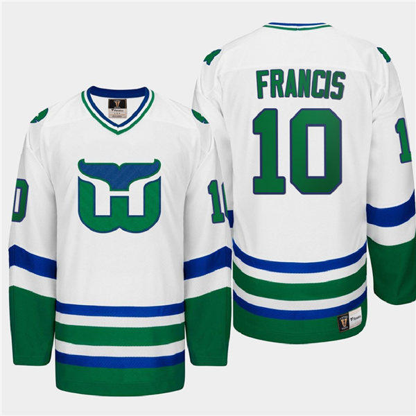 Men's Hartford Whalers Retired Player #10 Ron Francis Heritage Throwback White Fanatics Jersey Stitched