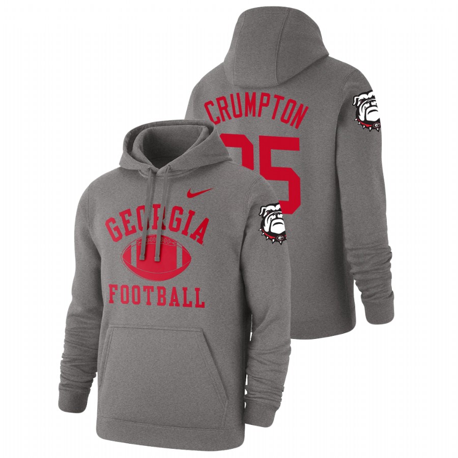 Men's Heathered Gray Georgia Bulldogs Ahkil Crumpton Retro Football Pullover Hoodie