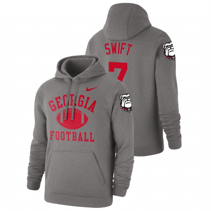 Men's Heathered Gray Georgia Bulldogs D'Andre Swift Retro Football Pullover Hoodie