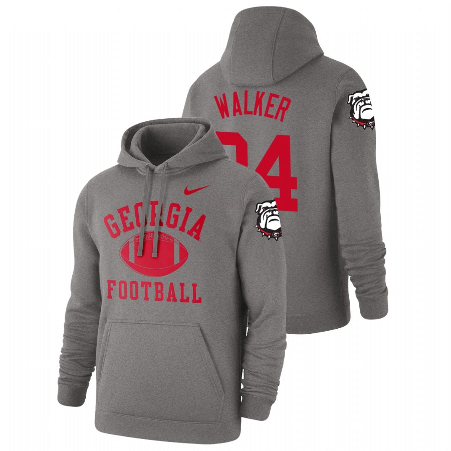 Men's Heathered Gray Georgia Bulldogs Herchel Walker Retro Football Pullover Hoodie