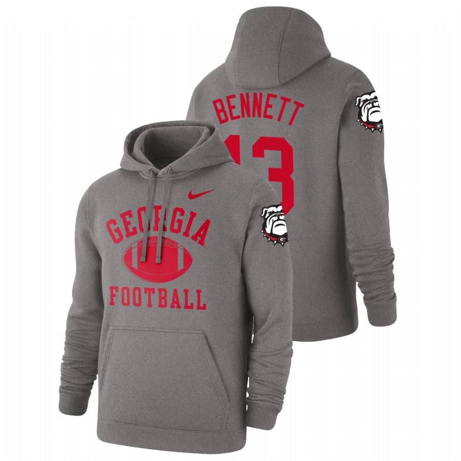 Men's Heathered Gray Georgia Bulldogs Stetson Bennett Retro Football Pullover Hoodie