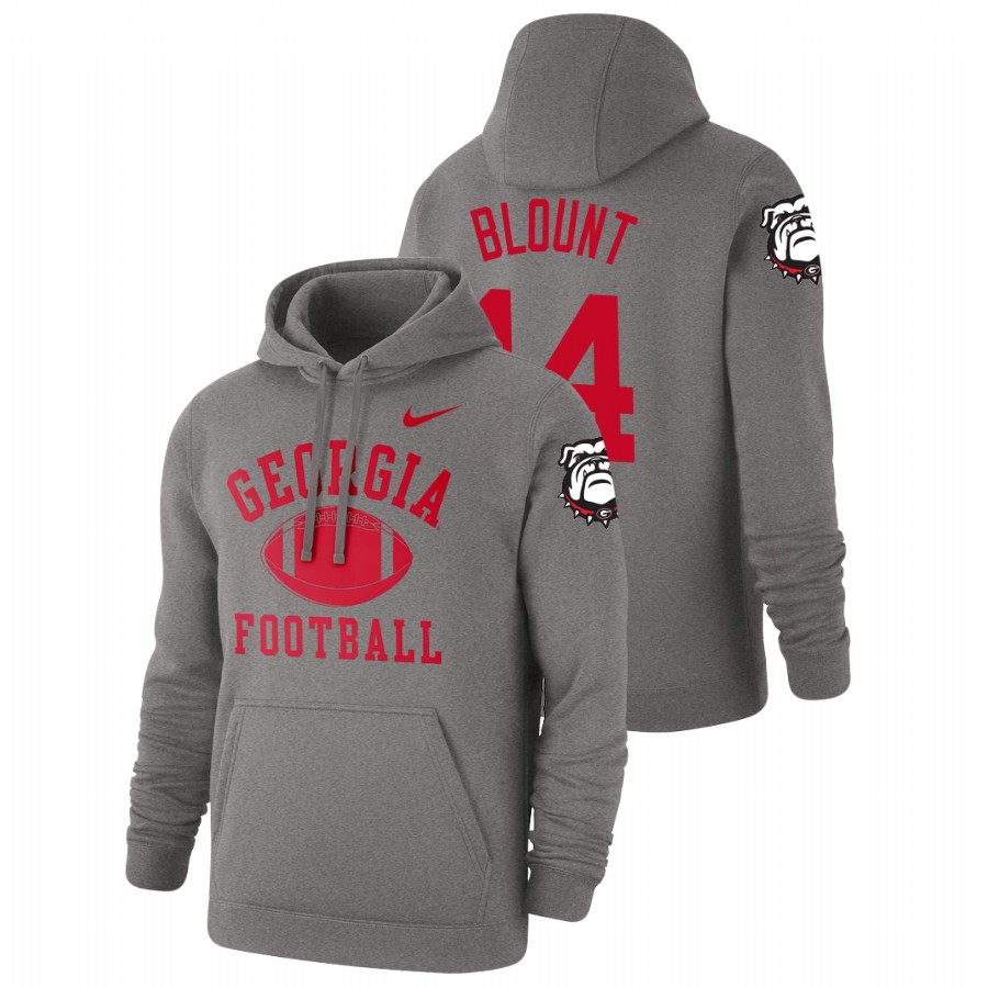 Men's Heathered Gray Georgia Bulldogs Trey Blount Retro Football Pullover Hoodie